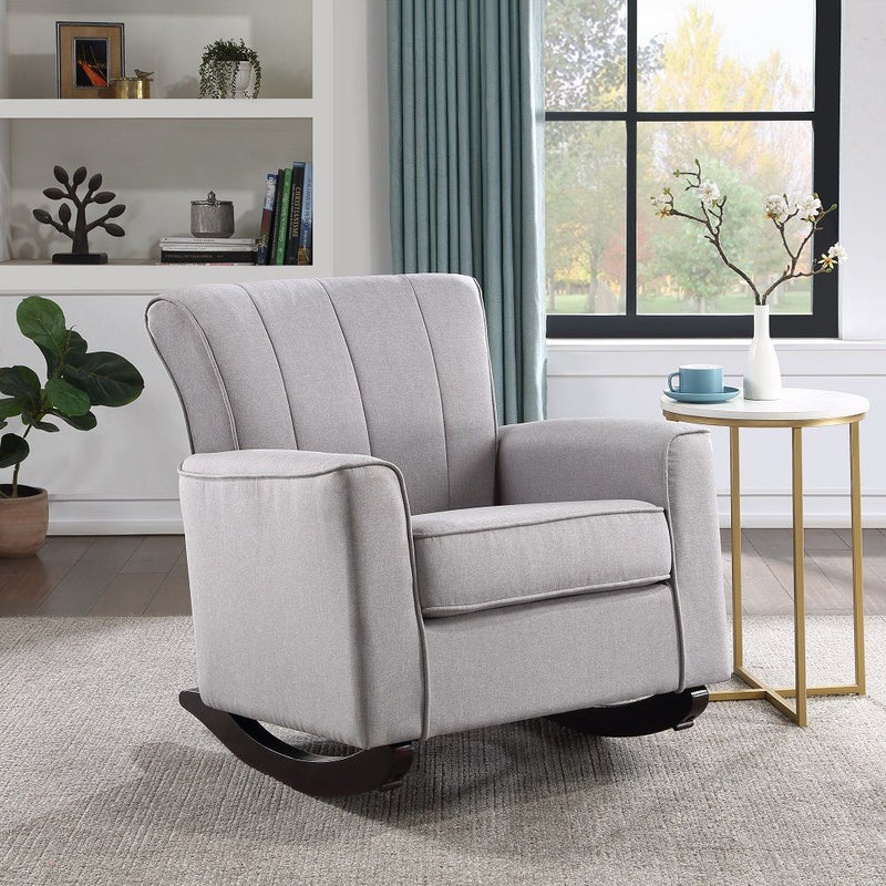 Denzell - Rocking Chair - Light Gray Linen - R&R Furniture Gallery (Fountain Valley, CA)