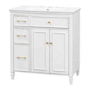 Freestanding Bathroom Vanity With Sink, Soft Close Door, Tip Out Drawer