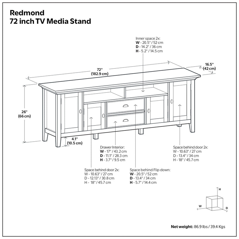 Redmond - TV Media Stand - Rustic Natural Aged Brown