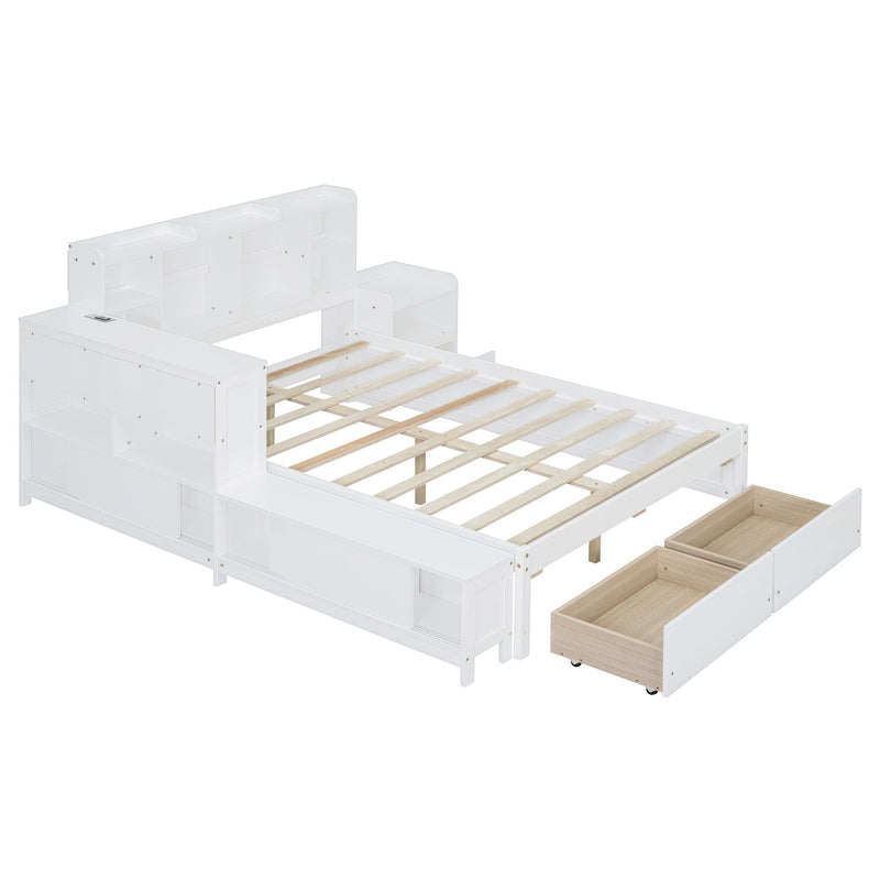 Platform Bed With Multi Functional Storage Space, Nightstand, 2 Drawers, USB Ports And Desk - R&R Furniture Gallery (Fountain Valley, CA)