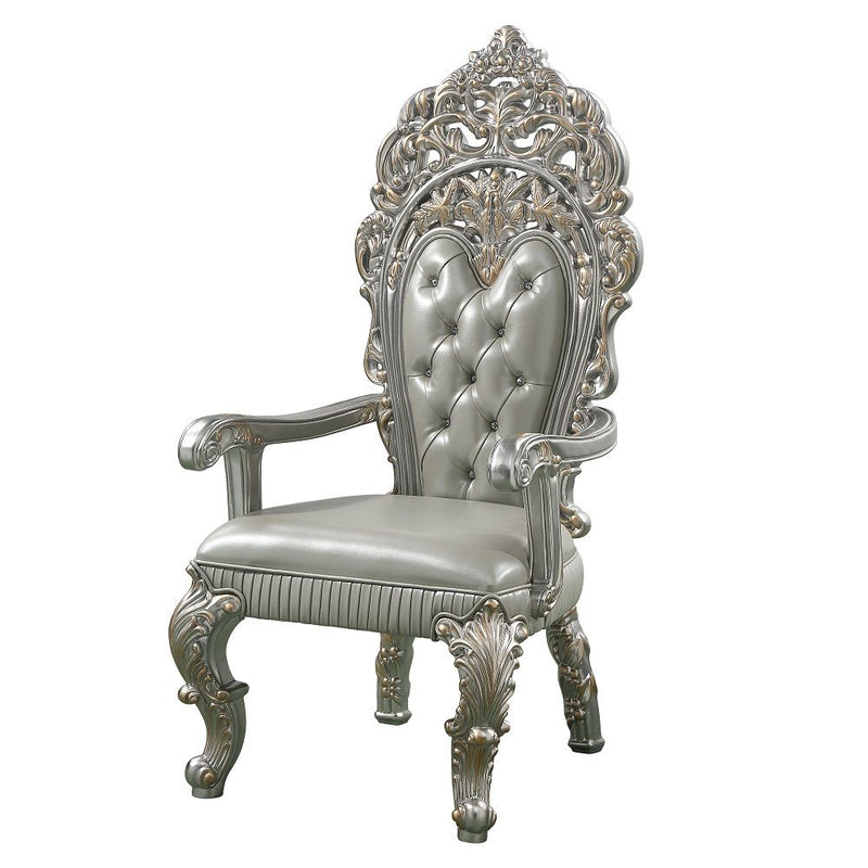 Sandoval - Arm Chair (Set of 2) - Beige Synthetic Leather & Champagne - R&R Furniture Gallery (Fountain Valley, CA)
