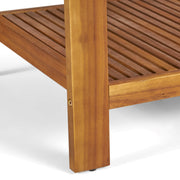 2 Piece Outdoor Conversation Set (Loveseat & Coffee Table With Water-Resistant Cushions) - Dark Blue / Teak - R&R Furniture Gallery (Fountain Valley, CA)