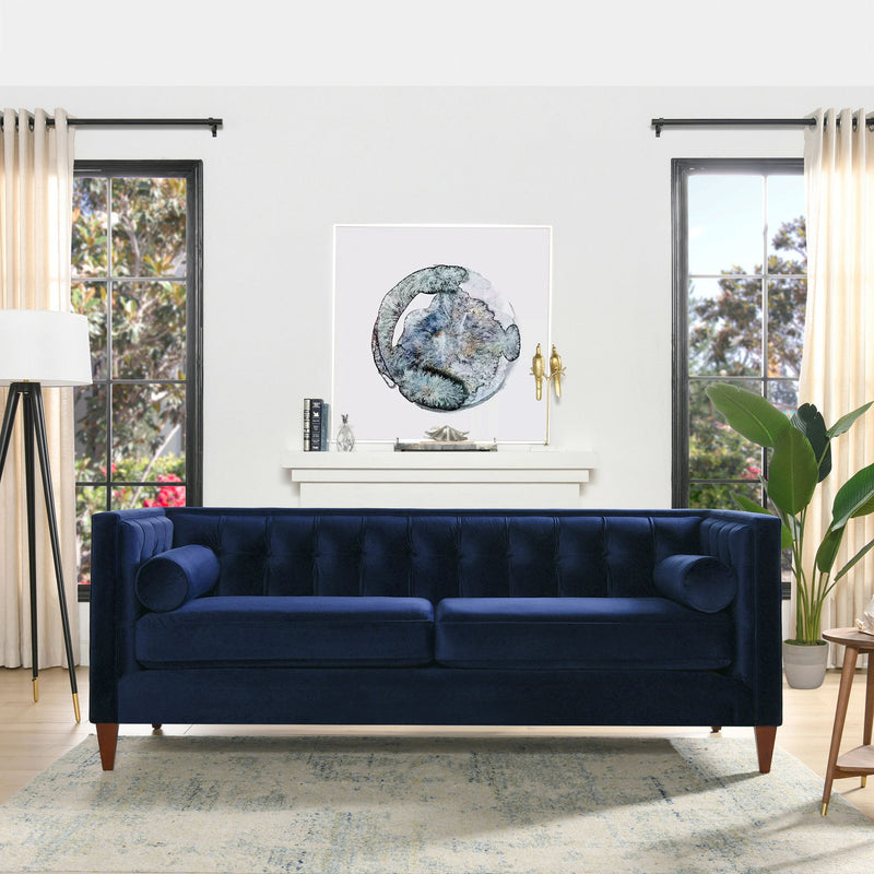 Jack - Modern Tuxedo Tufted Sofa - Navy Blue - R&R Furniture Gallery (Fountain Valley, CA)