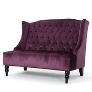 Noble House Nurturing upholstered loveseat with wingback design, diamond tufting, and plush cushioning for cozy seating.