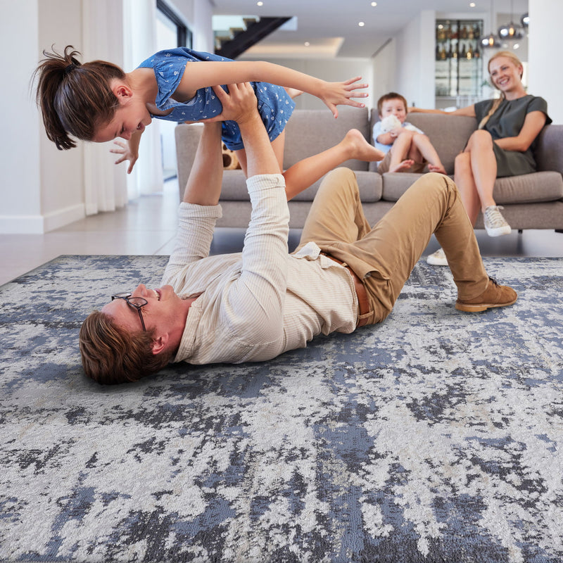 Payas - 8' X 10' Abstract Area Rug - Gray / Denim - R&R Furniture Gallery (Fountain Valley, CA)