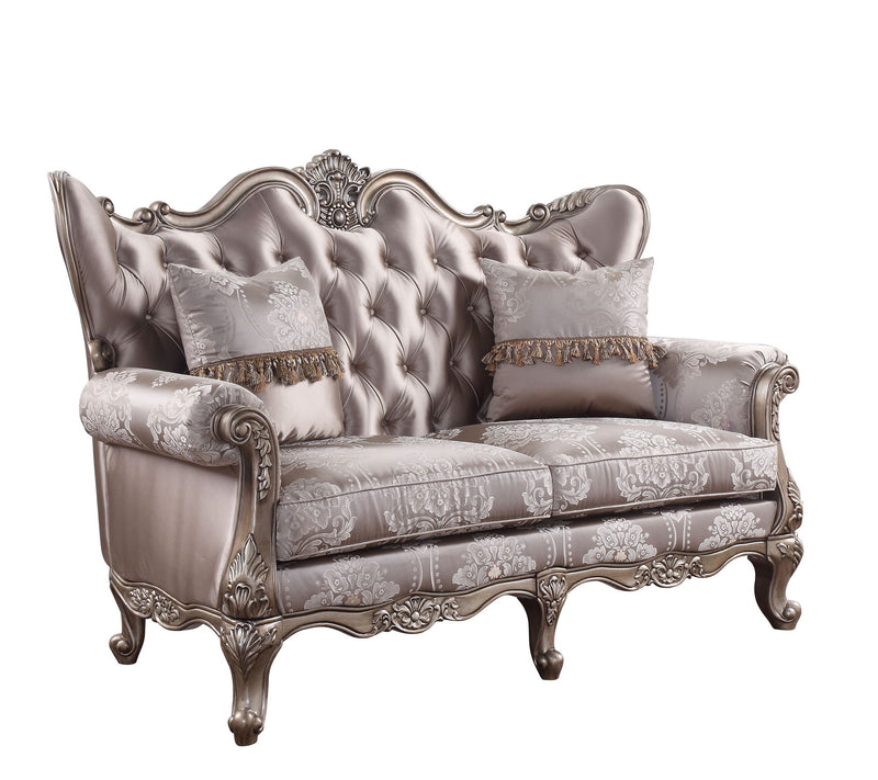 Jayceon - Loveseat With 2 Pillows - Fabric & Champagne - R&R Furniture Gallery (Fountain Valley, CA)
