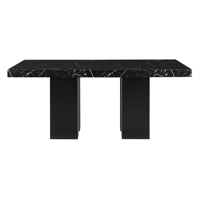 Black 5-piece dining table set from Global Furniture USA, includes table and matching chairs in a modern dining room style.