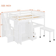 Loft Bed With Stairs, Bookshelf, Drawers, Desk & Wardrobe, Space Saving Multifunctional Furniture - R&R Furniture Gallery (Fountain Valley, CA)