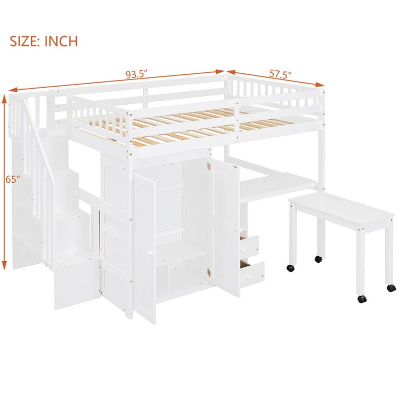 Loft Bed With Stairs, Bookshelf, Drawers, Desk & Wardrobe, Space Saving Multifunctional Furniture - R&R Furniture Gallery (Fountain Valley, CA)