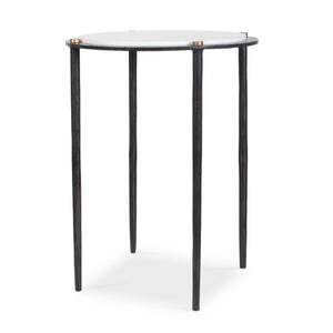 Wren - Round Marble Accent Table - Bronze / White
