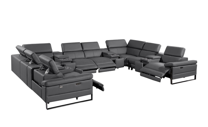 1246 - 12-Piece U-Shaped Modular Power Reclining Sectional With 4 Power Recliners And Power Headrests
