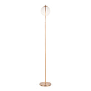 Lumi Source Moon contemporary gold floor lamp with frosted glass shade, modern design for living room or office lighting.