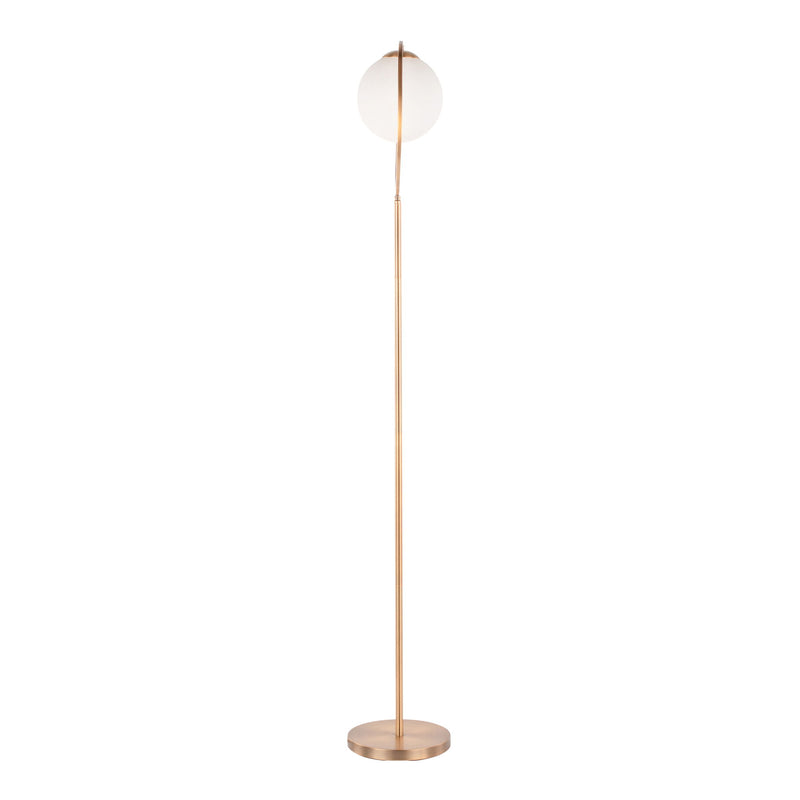 Lumi Source Moon contemporary gold floor lamp with frosted glass shade, modern design for living room or office lighting.