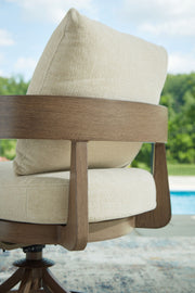 Serene Bay - Swivel Chair With Cushion (Set of 2) - Dark Brown / White - R&R Furniture Gallery (Fountain Valley, CA)