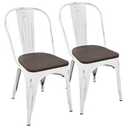 Lumi Source Oregon Industrial Farmhouse stackable dining chairs set of 2, with wooden seats and metal frames, modern rustic design