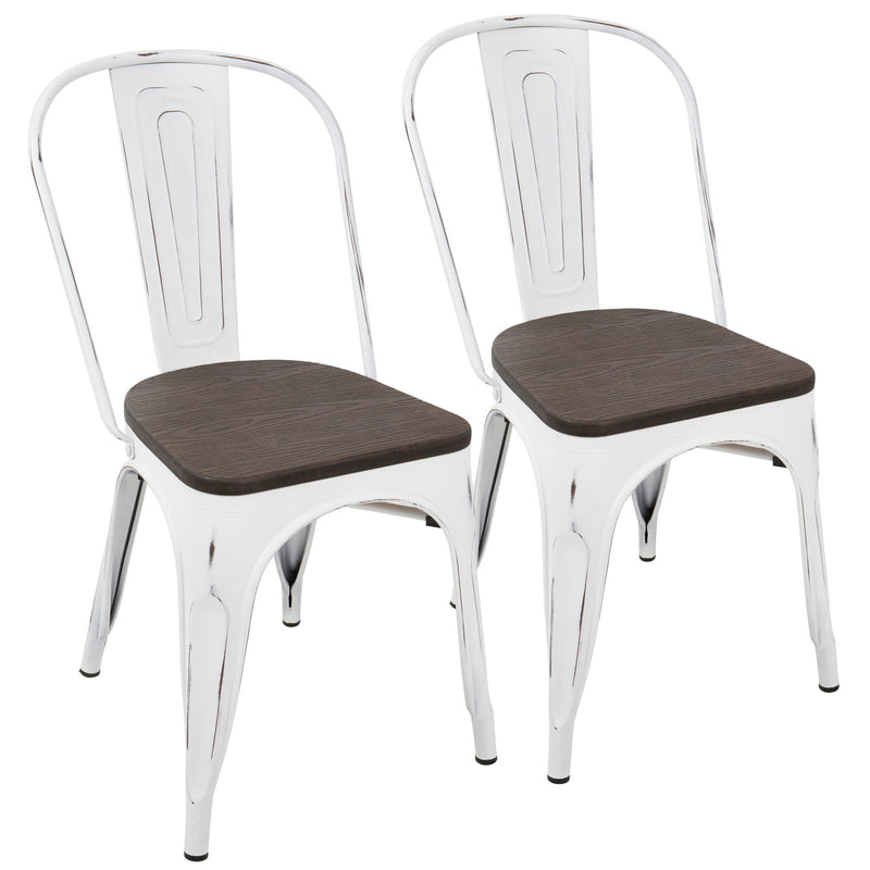 Lumi Source Oregon Industrial Farmhouse stackable dining chairs set of 2, with wooden seats and metal frames, modern rustic design