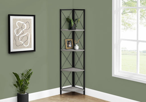Bookshelf, Bookcase, Etagere, Corner, 4 Tier, Office, Marble Look Contemporary & Modern - R&R Furniture Gallery (Fountain Valley, CA)