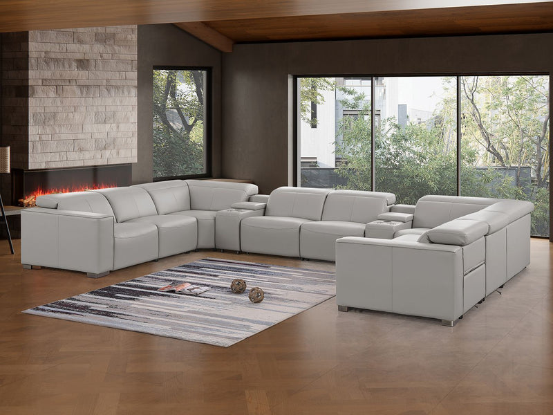 1208 - 10 Piece U Shaped Leather Sectional With 4 Power Recliners & Power Headrest - R&R Furniture Gallery (Fountain Valley, CA)