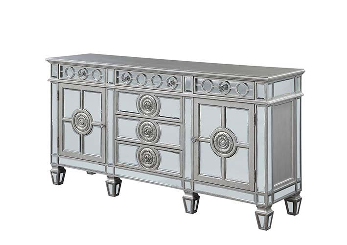 Varian - 36" Server - Mirrored & Antique Platinum - R&R Furniture Gallery (Fountain Valley, CA)