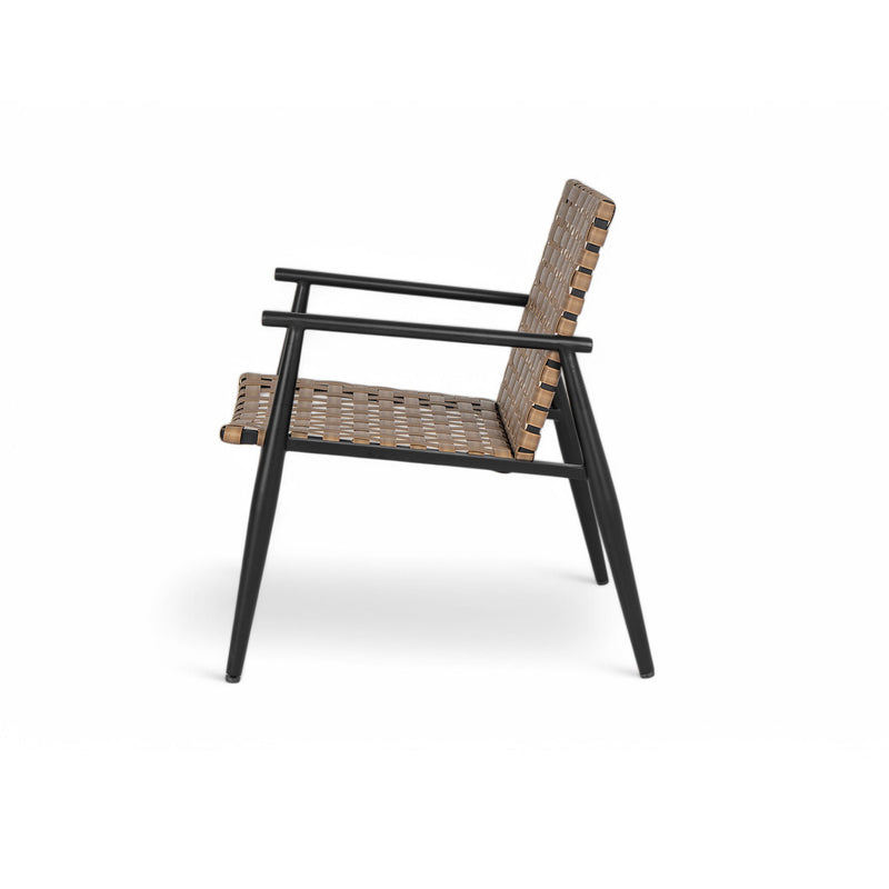 Outdoor Chat Set, 2 Chairs & Side Table - Black / Brown