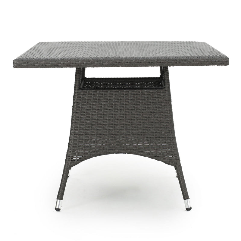 Outdoor Rattan Square Dining Table With 4 Legs - Gray - R&R Furniture Gallery (Fountain Valley, CA)