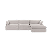 Classic Home Caplan modular sectional showing beige fabric with plush cushions and a modern design in a living room setting.