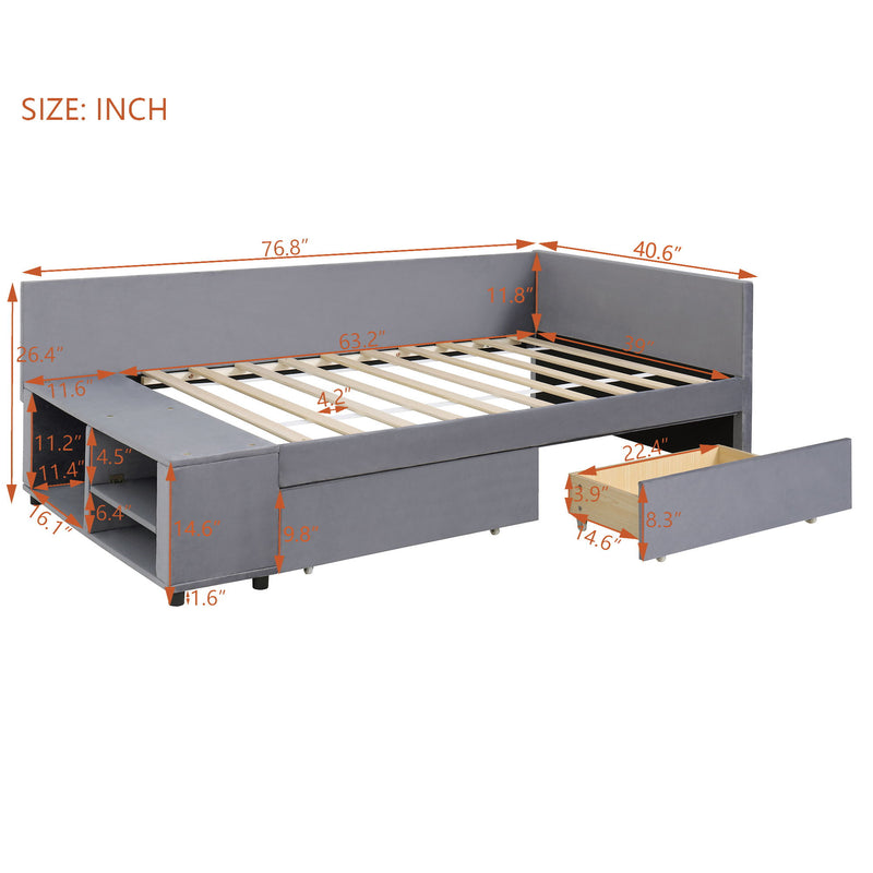 L Shaped Upholstered Platform Bed With Storage And Drawers - R&R Furniture Gallery (Fountain Valley, CA)