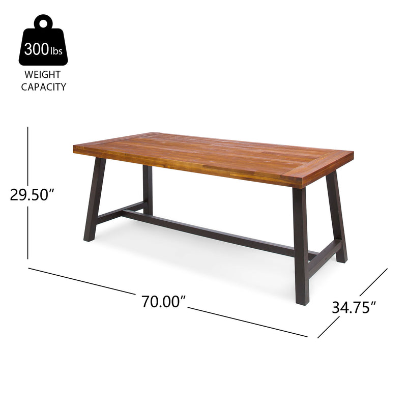 Outdoor Sandblast Finish Acacia Wood Dining Table - R&R Furniture Gallery (Fountain Valley, CA)