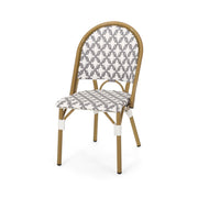 Noble House chic French bistro armless chair with durable rattan seat and aluminum frame, perfect for stylish outdoor dining.