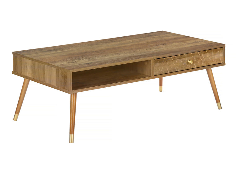 Coffee Table, Accent, Cocktail, Rectangular, Storage, Living Room, Wood Legs, Mid Century - Walnut - R&R Furniture Gallery (Fountain Valley, CA)