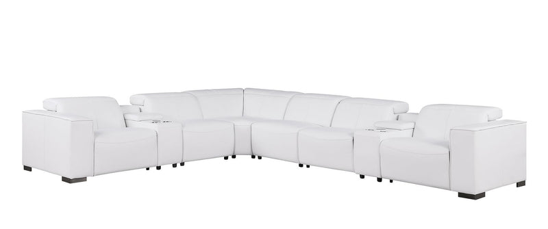 1208 - 8 Piece L Shaped Leather Sectional With 4 Power Recliners & Power Headrests