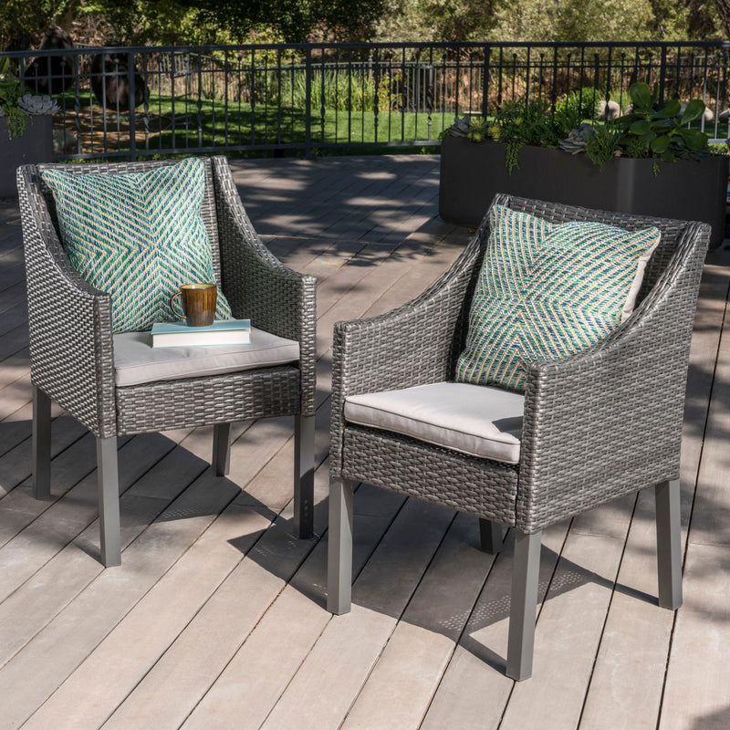 Outdoor Rattan Dining Chair With Straight Legs And Sloped Arms (Sey of 2) - R&R Furniture Gallery (Fountain Valley, CA)