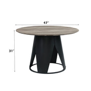 Zudora - Round Dining Table - Antique Oak & Black - R&R Furniture Gallery (Fountain Valley, CA)