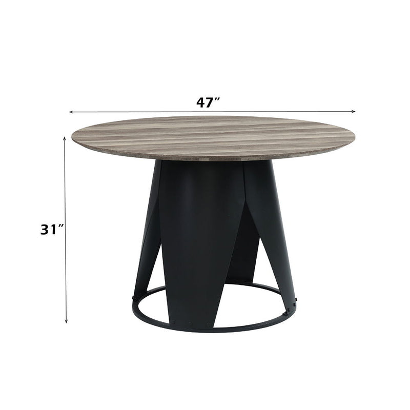 Zudora - Round Dining Table - Antique Oak & Black - R&R Furniture Gallery (Fountain Valley, CA)