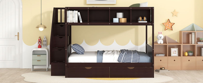 Bunk Bed With Shelfs, Storage Staircase And 2 Drawers - R&R Furniture Gallery (Fountain Valley, CA)