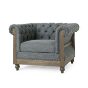 Fabric Upholstered Club Chair With Scrolled Tuxedo Arms - R&R Furniture Gallery (Fountain Valley, CA)