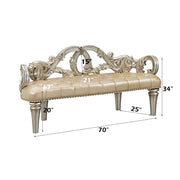 Danae - Bench - Champagne Synthetic Leather & Gold - R&R Furniture Gallery (Fountain Valley, CA)
