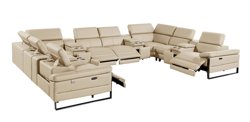 1246 - 12-Piece U-Shaped Modular Power Reclining Sectional With 4 Power Recliners And Power Headrests