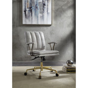 Damir - Office Chair - Vintage White Top Grain Leather & Chrome - R&R Furniture Gallery (Fountain Valley, CA)