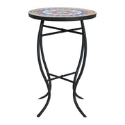 Outdoor Round Side Table With Mosaic Style Top And Curved Iron Legs - R&R Furniture Gallery (Fountain Valley, CA)