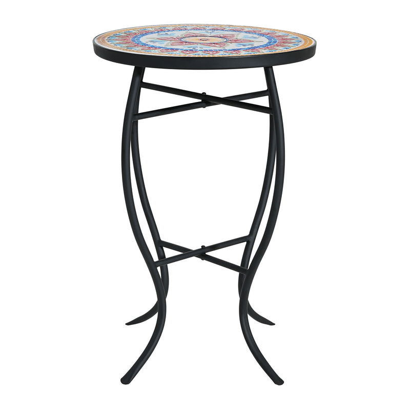 Outdoor Round Side Table With Mosaic Style Top And Curved Iron Legs - R&R Furniture Gallery (Fountain Valley, CA)