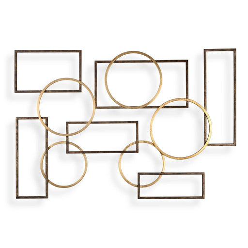 Uttermost Elias wall art featuring bronze and gold tones, modern wall decor with abstract geometric design.