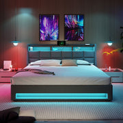 Upholstered Platform Bed With A Hydraulic Storage System, LED And USB Charging (Without Mattress) - R&R Furniture Gallery (Fountain Valley, CA)