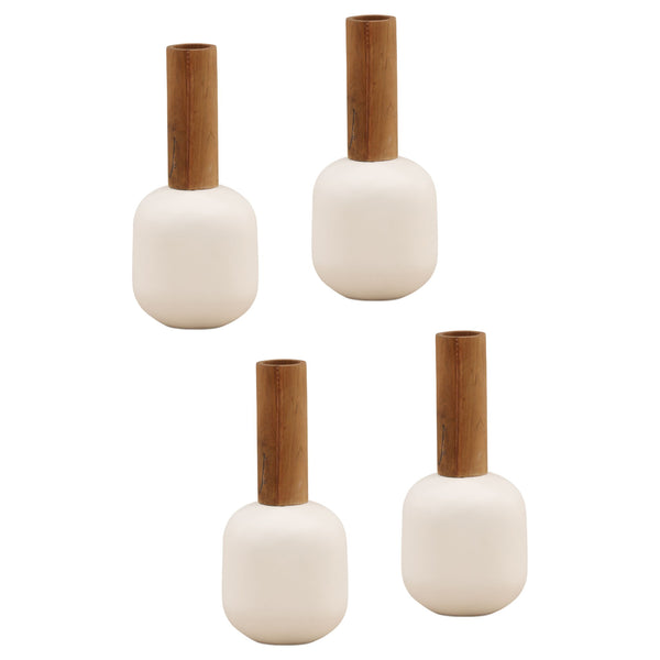 Aldmere - Vase (Set of 4) - White And Natural