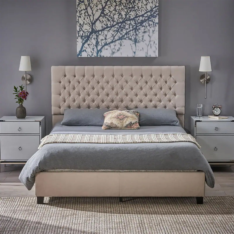 Cumulus - Fully Upholstered Fabric Queen Bed Set - Ivory - R&R Furniture Gallery (Fountain Valley, CA)