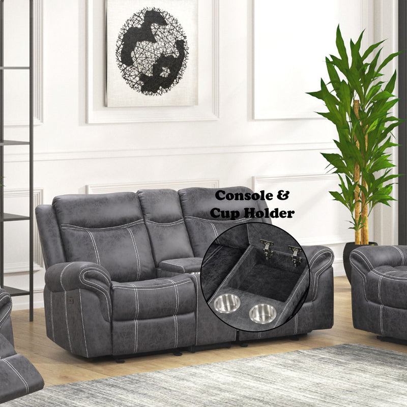 Zubaida - Loveseat w/USB Dock & Console (Glider & Motion) - R&R Furniture Gallery (Fountain Valley, CA)