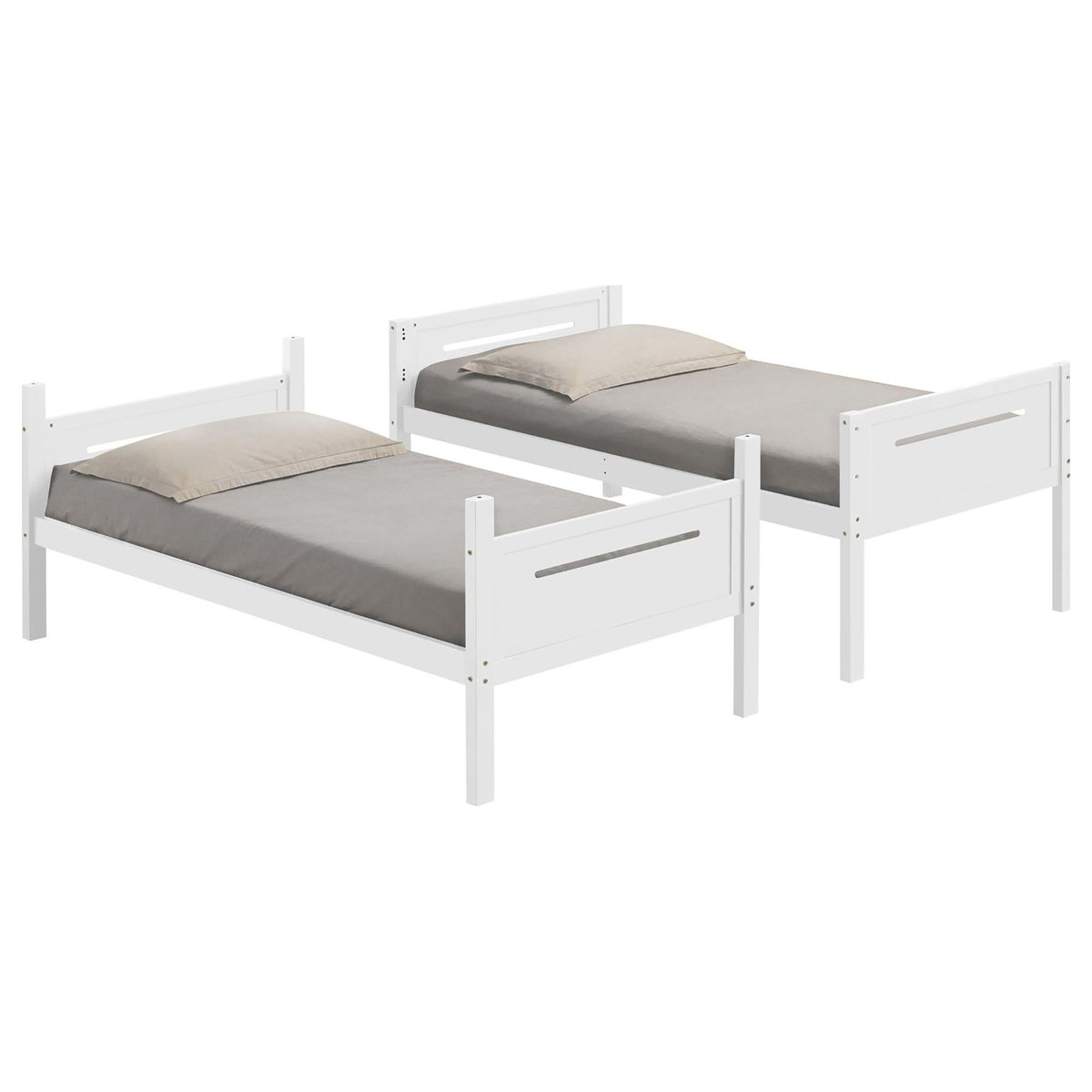 Bunk Bed With Built In Ladder, Safety Guardrails And Angled Access Step