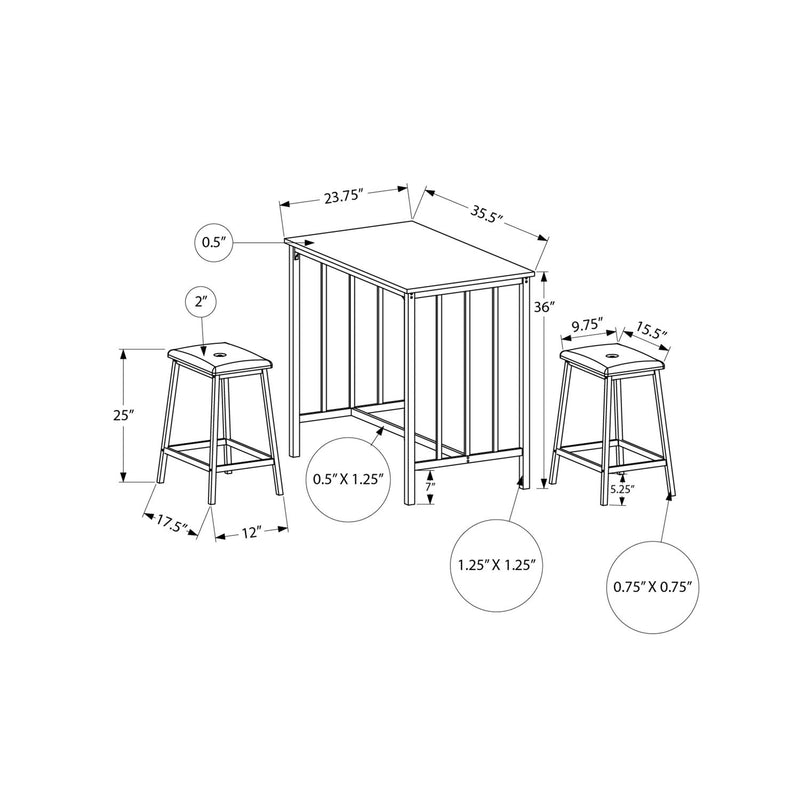 Modern 3-piece dining set by 8th Street with rectangular counter-height table and matching chairs in a small, contemporary design.