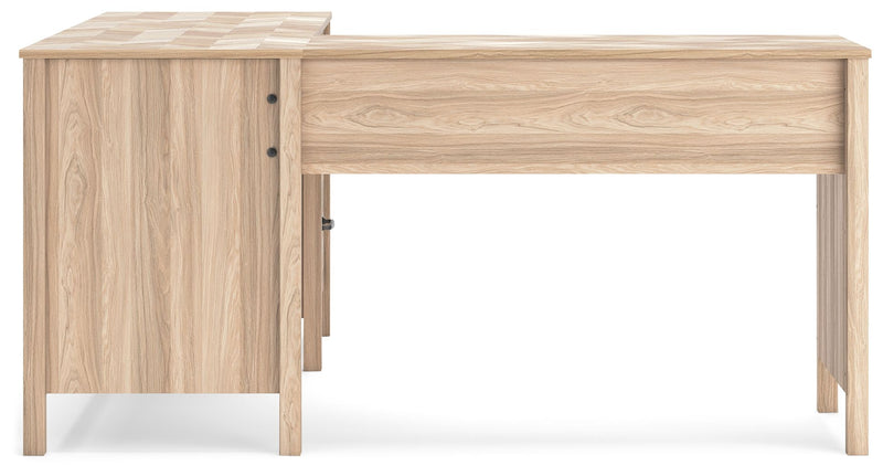 Battelle - 60" Home Office Desk With Return - Tan - R&R Furniture Gallery (Fountain Valley, CA)