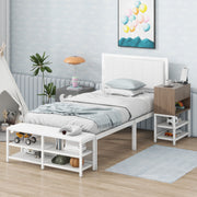 Platform Bed With 2 Tier Storage Shelves, Storage Cabinet - R&R Furniture Gallery (Fountain Valley, CA)